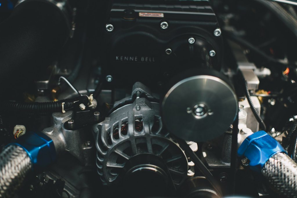 close-up photography of vehicle engine